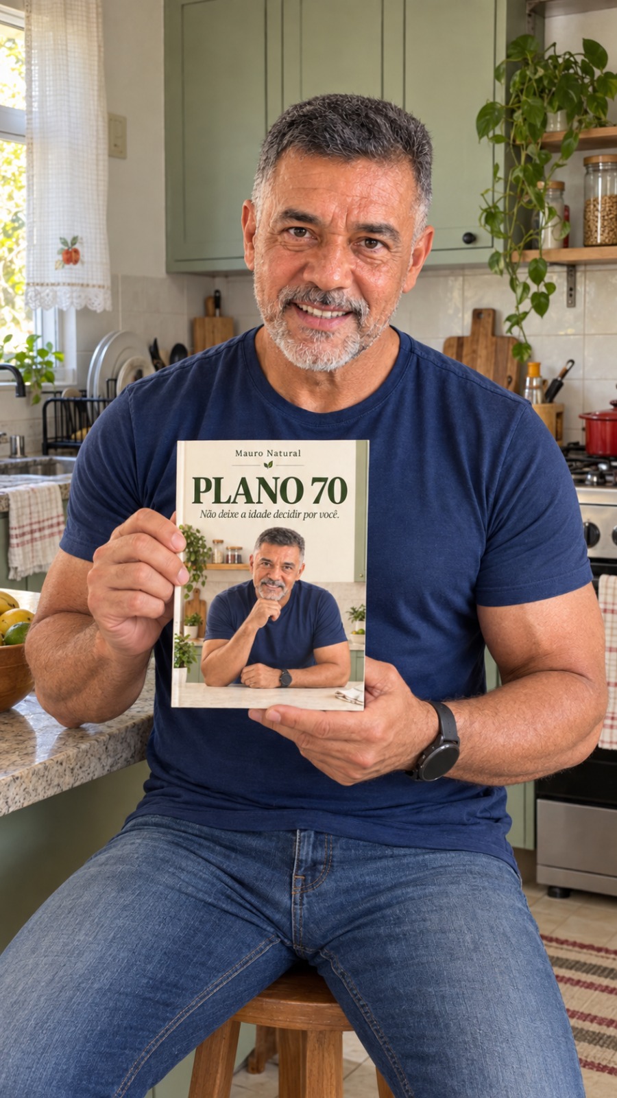 Mauro Natural apresentando o guia prático Plano 70: Não deixe a idade decidir por você.